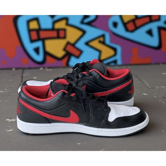 Nike Air Jordan 1 Low White Black Gym Red 553558-063 Men's Size 11 - Picture 1 of 11